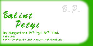 balint petyi business card